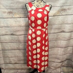 Boden Polka Dot Dress Silk Sleeveless Pink  Sheath Size 6L Long